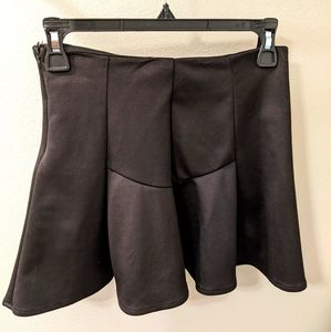 Black sateen mini skirt